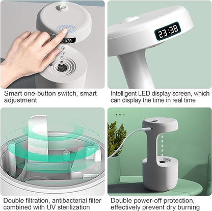 Smooth Sailing Antigravity Humidifier With Ultra-Quiet Performance, Water Drop Light Effects